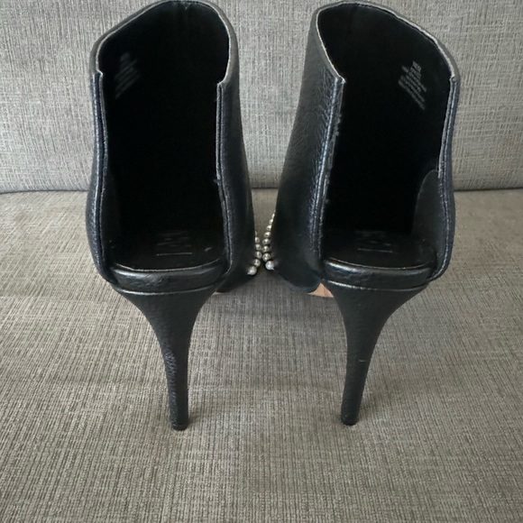 Karl Lagerfeld Cyron Black Leather Beaded Stiletto Booties - Picture 4 of 6